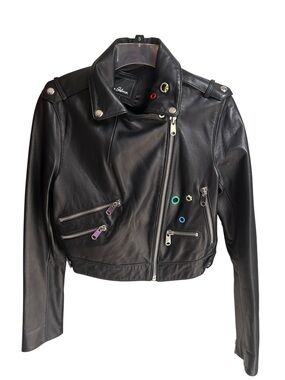 Sam Edelman colorful grommet leather moto jacket Size Small